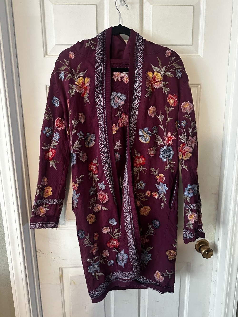 Sundance embroidered long cardigan with hood